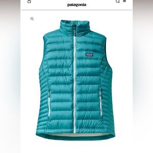 Patagonia Women Down Sweater Vest in Tobago Blue Teal Sz M